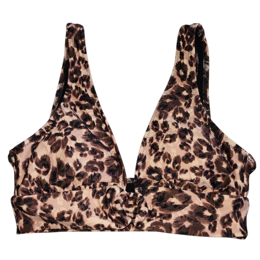 Aerie Cheetah Print Padded Scoop Neck Bikini Top‎ Nwt Size Xs